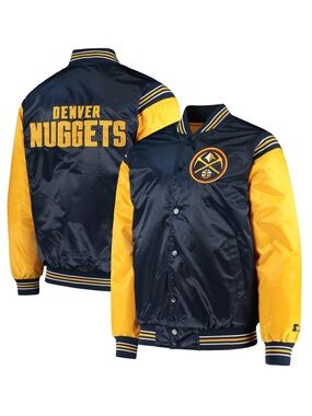 STARTER Denver Nuggets Starter Navy/Gold The Enforcer Varsity Satin Full-Snap XL